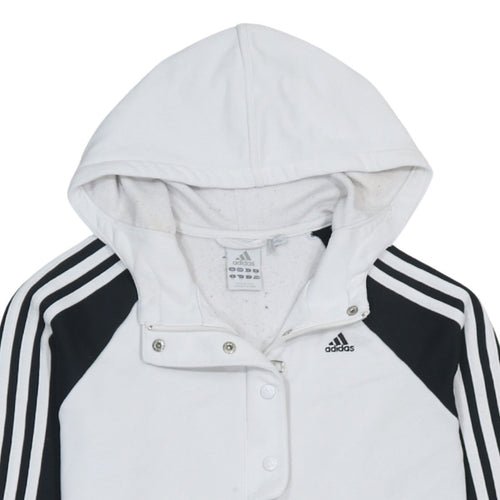 Adidas Womens White Full Zip Hoodie Size 12 Raglan Sleeve Sportswear