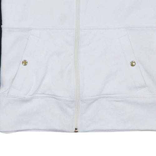 Adidas Womens White Full Zip Hoodie Size 12 Raglan Sleeve Sportswear
