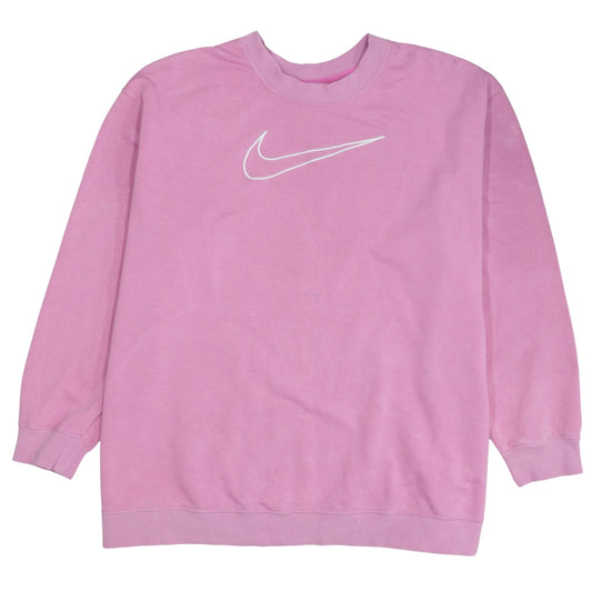Nike Women Pink Pullover Sweatshirt 2XL Cotton Blend Dri-Fit Logo