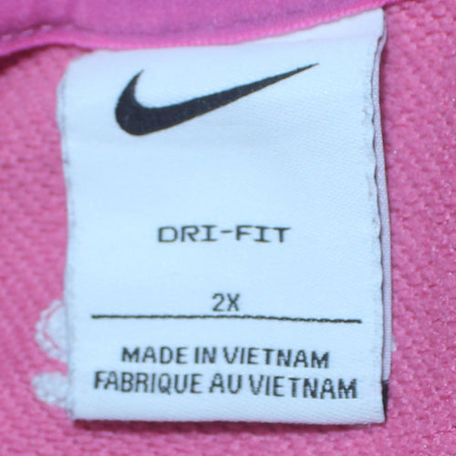 Nike Women Pink Pullover Sweatshirt 2XL Cotton Blend Dri-Fit Logo