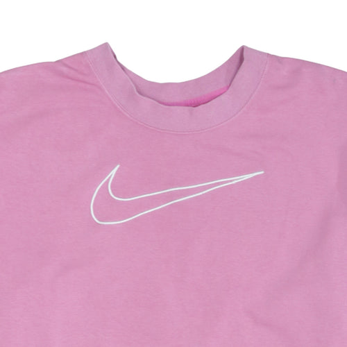 Nike Women Pink Pullover Sweatshirt 2XL Cotton Blend Dri-Fit Logo