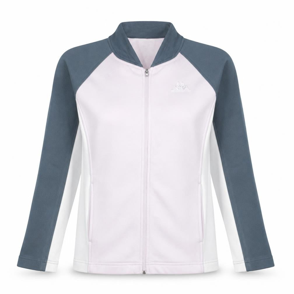 Front view of Kappa Women's Pink & Grey Colourblock Track Jacket, size M