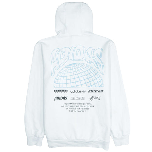 adidas Men's White Pullover Hoodie Small Logo Graphic Print
