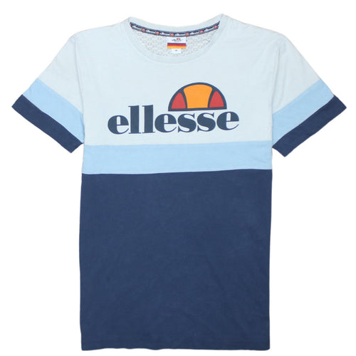 Ellesse Men’s Blue Colourblock Logo T-Shirt Size M Retro Sports Style