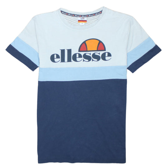 Ellesse Men’s Blue Colourblock Logo T-Shirt Size M Retro Sports Style