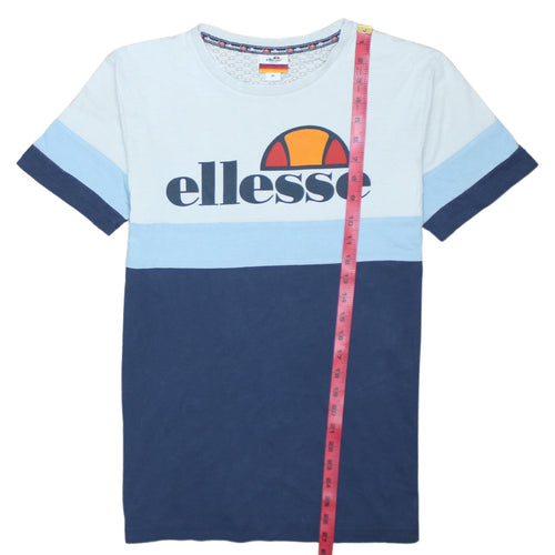 Ellesse Men’s Blue Colourblock Logo T-Shirt Size M Retro Sports Style