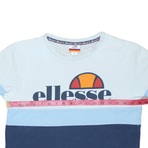 Ellesse Men’s Blue Colourblock Logo T-Shirt Size M Retro Sports Style