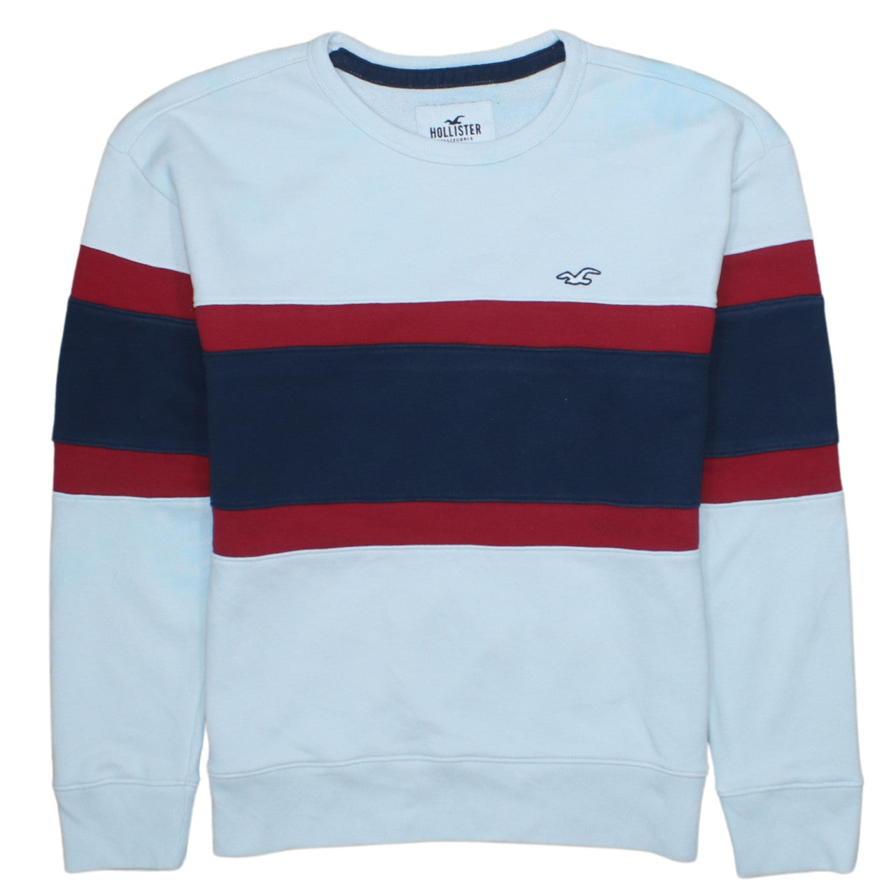 Hollister Men’s Multicoloured Striped Crew Neck Sweatshirt M