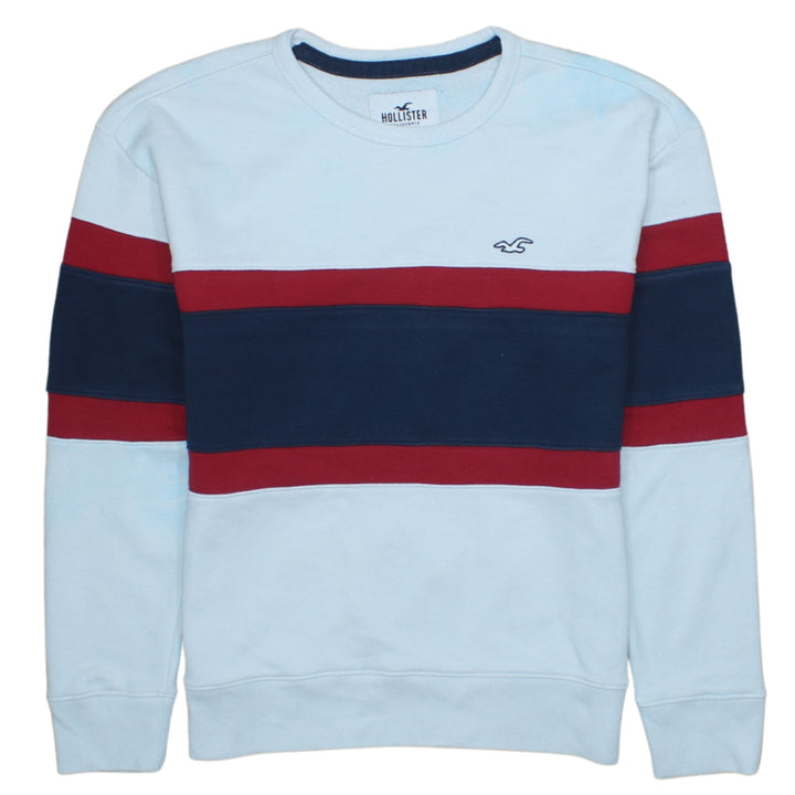 Hollister Men’s Multicoloured Striped Crew Neck Sweatshirt M