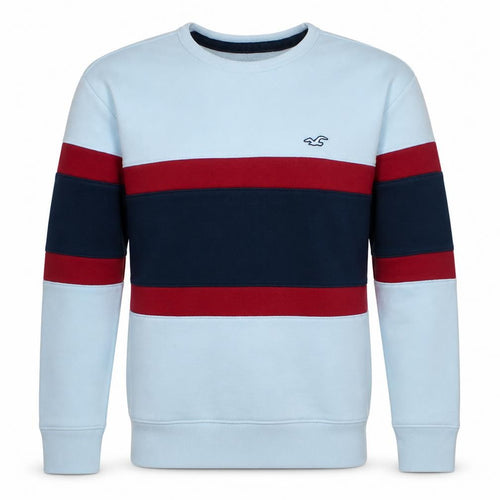 Hollister Men’s Multicoloured Striped Crew Neck Sweatshirt M
