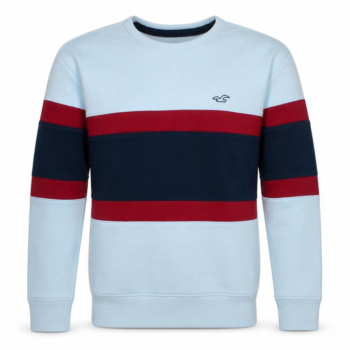 Hollister Men’s Multicoloured Striped Crew Neck Sweatshirt M