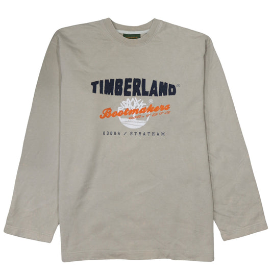 Timberland Women's Beige Embroidered Sweatshirt Size 16 Cotton Pullover