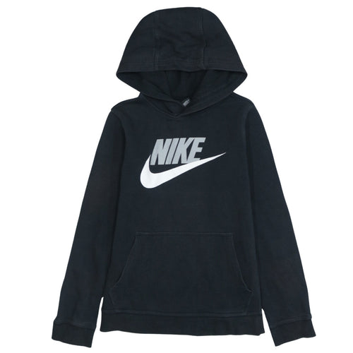 Nike Boys Black Pullover Hoodie 13-14 Years Standard Fit Logo Fleece Jumper