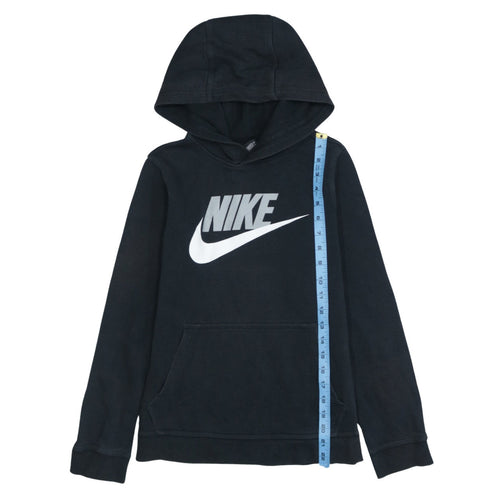 Nike Boys Black Pullover Hoodie 13-14 Years Standard Fit Logo Fleece Jumper