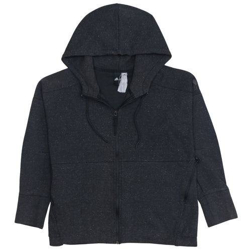 Adidas Women Black Full Zip Hoodie Size 16-18 L Hooded Sweatshirt
