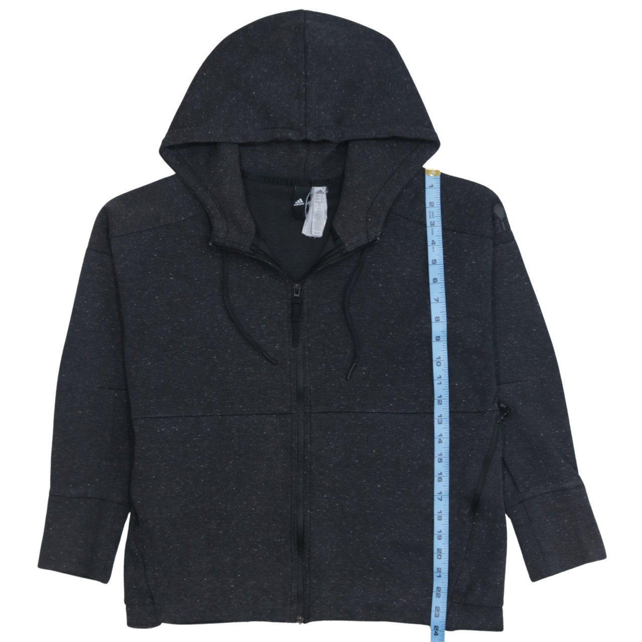 Adidas Women Black Full Zip Hoodie Size 16-18 L Hooded Sweatshirt