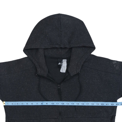Adidas Women Black Full Zip Hoodie Size 16-18 L Hooded Sweatshirt