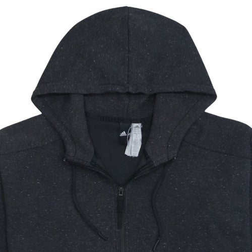 Adidas Women Black Full Zip Hoodie Size 16-18 L Hooded Sweatshirt