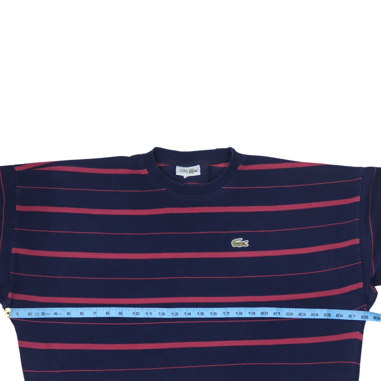 Lacoste Mens Blue Striped Cotton Crew Neck Pullover Sweatshirt L