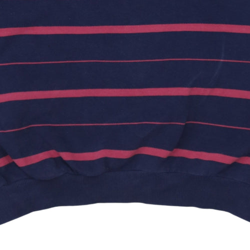 Lacoste Mens Blue Striped Cotton Crew Neck Pullover Sweatshirt L