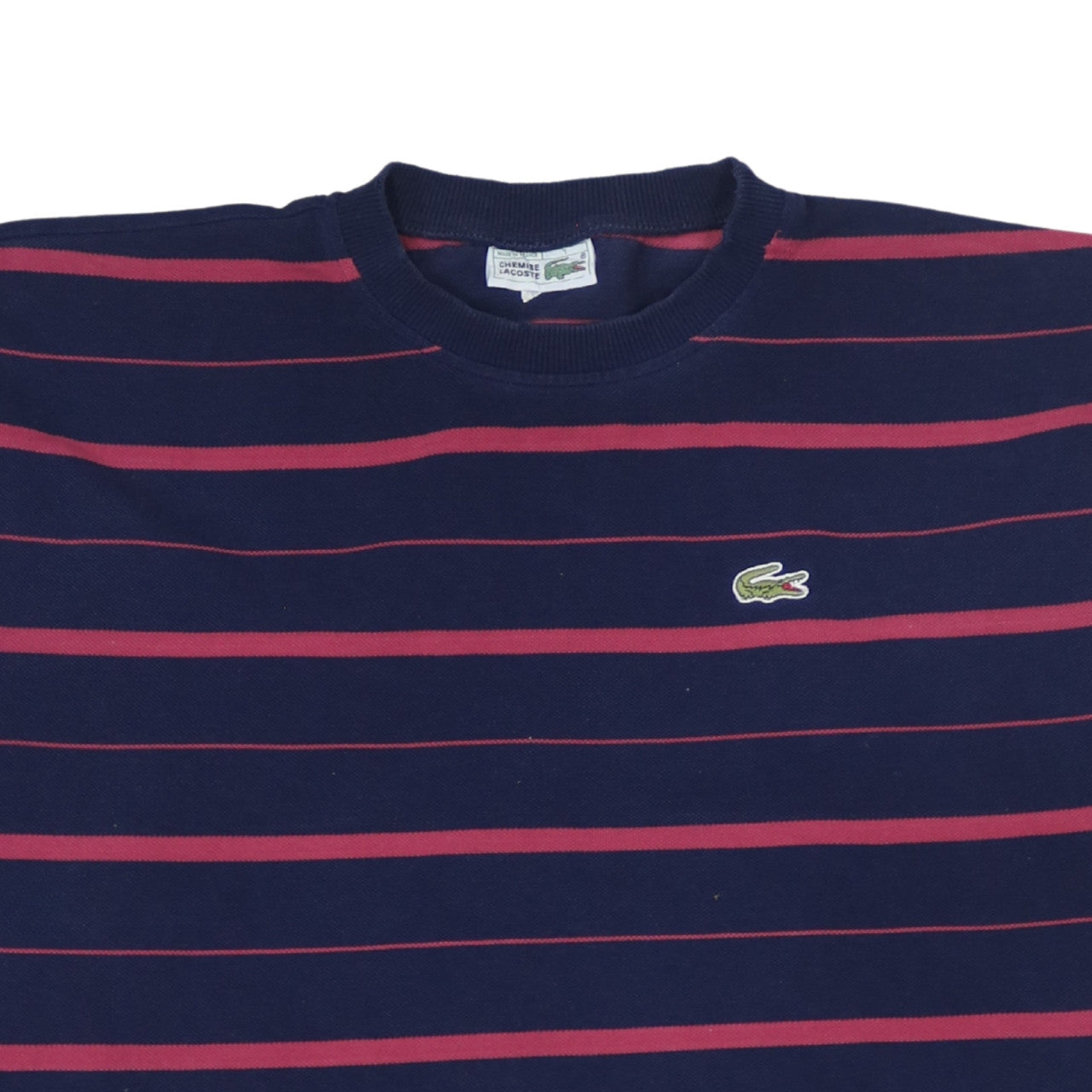 Lacoste Mens Blue Striped Cotton Crew Neck Pullover Sweatshirt L