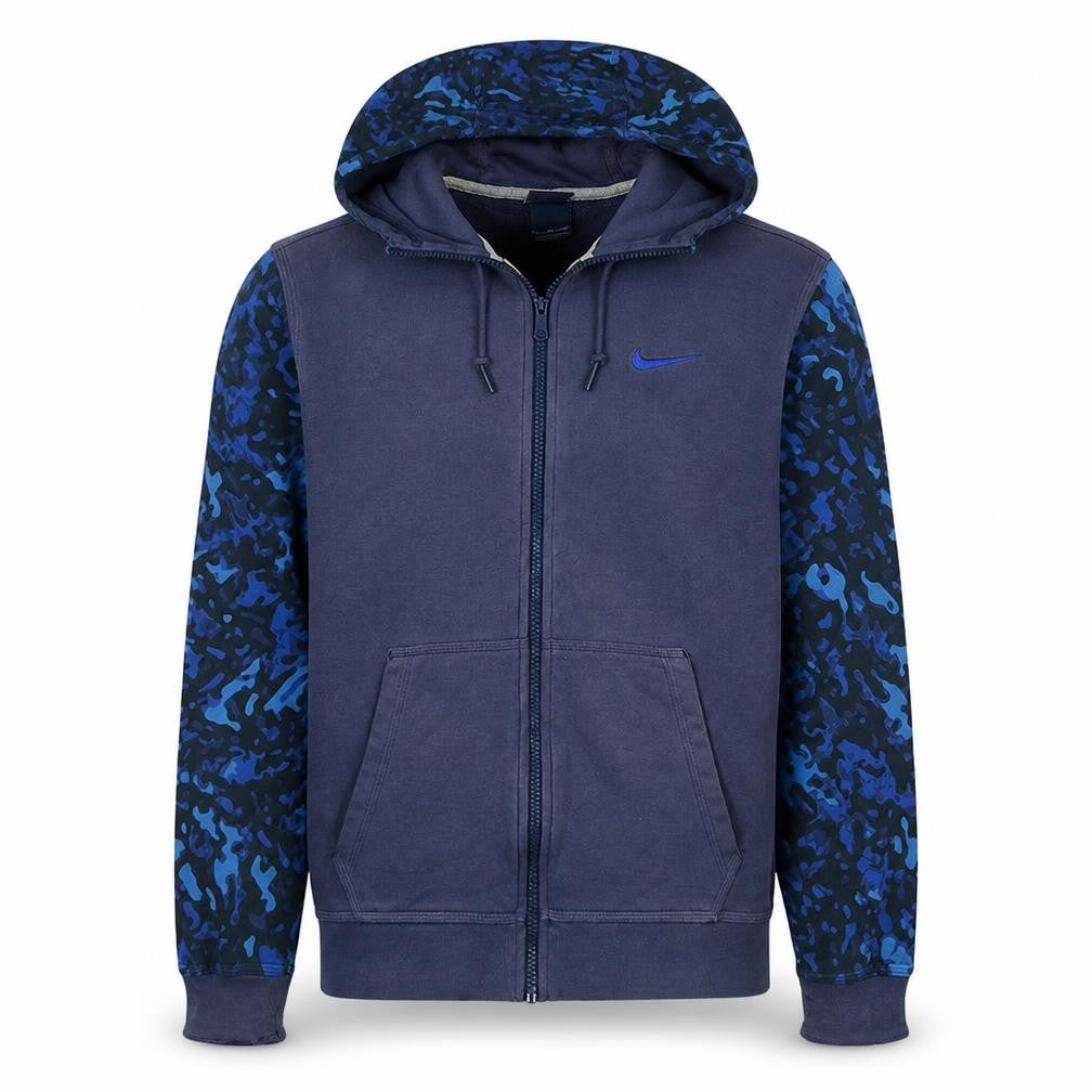 Nike Men's Blue Full Zip Camouflage Sleeve Hoodie Size S