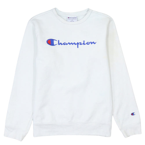 Champion Womens White XL Crew Neck Logo Sweatshirt