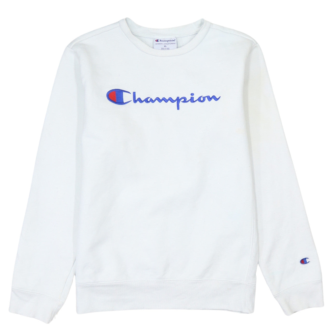 Champion Womens White XL Crew Neck Logo Sweatshirt