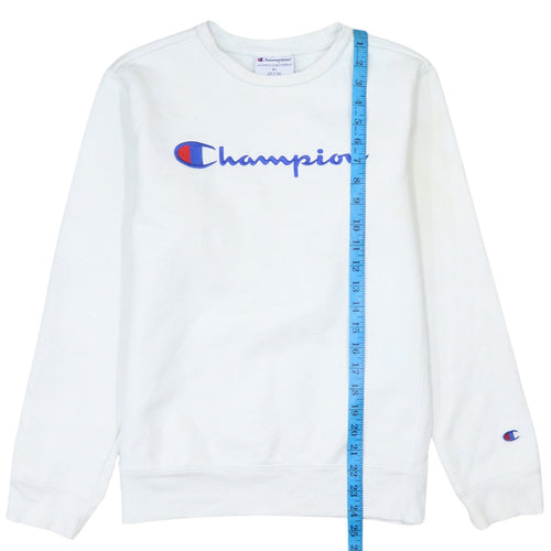 Champion Womens White XL Crew Neck Logo Sweatshirt