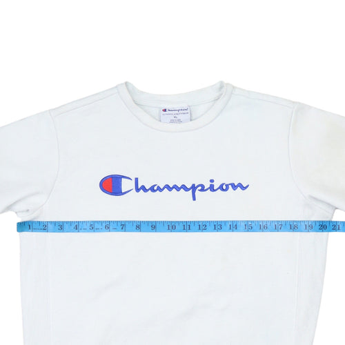 Champion Womens White XL Crew Neck Logo Sweatshirt