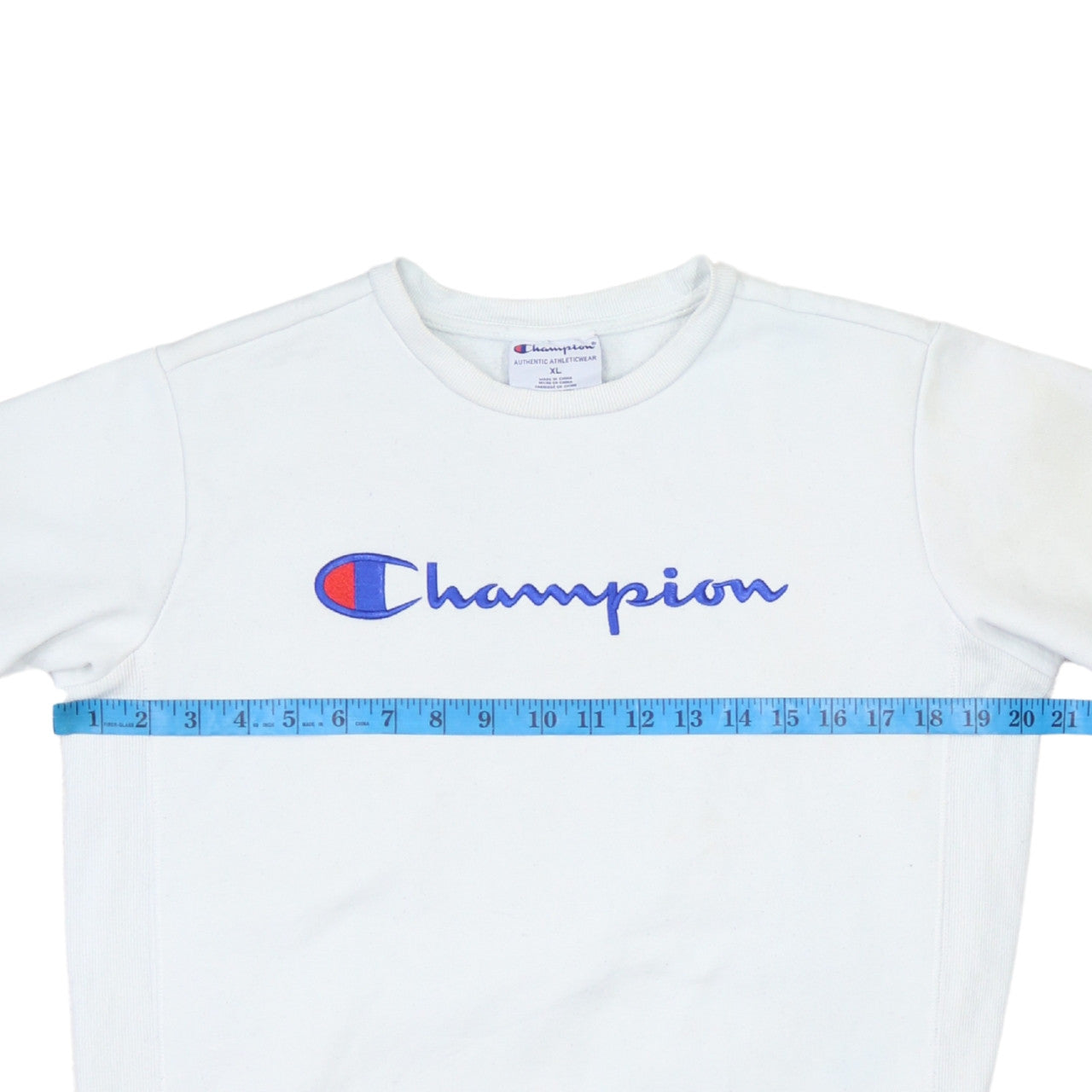 Champion Womens White XL Crew Neck Logo Sweatshirt