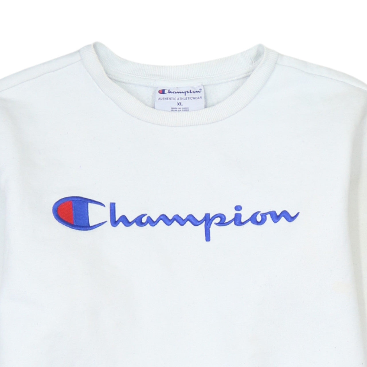 Champion Womens White XL Crew Neck Logo Sweatshirt