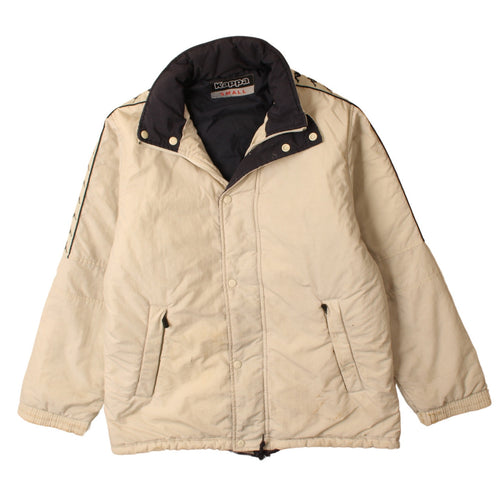 Kappa Men’s Beige Puffer Jacket Small Retro Winter Coat