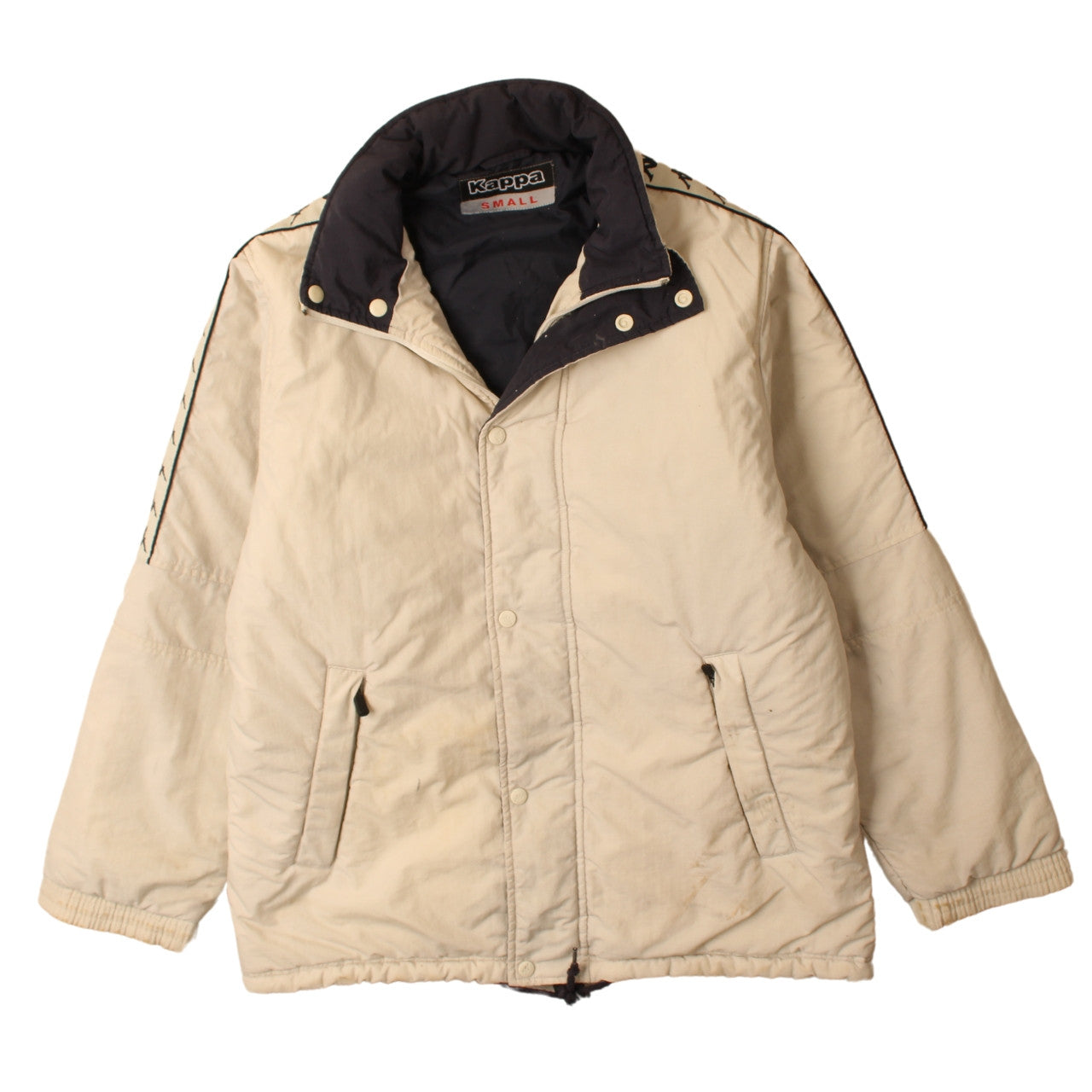 Kappa Men’s Beige Puffer Jacket Small Retro Winter Coat