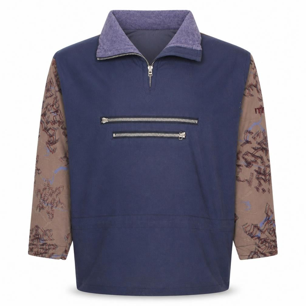 Front view of Mistral men’s blue retro 1/4 zip anorak jacket, size L