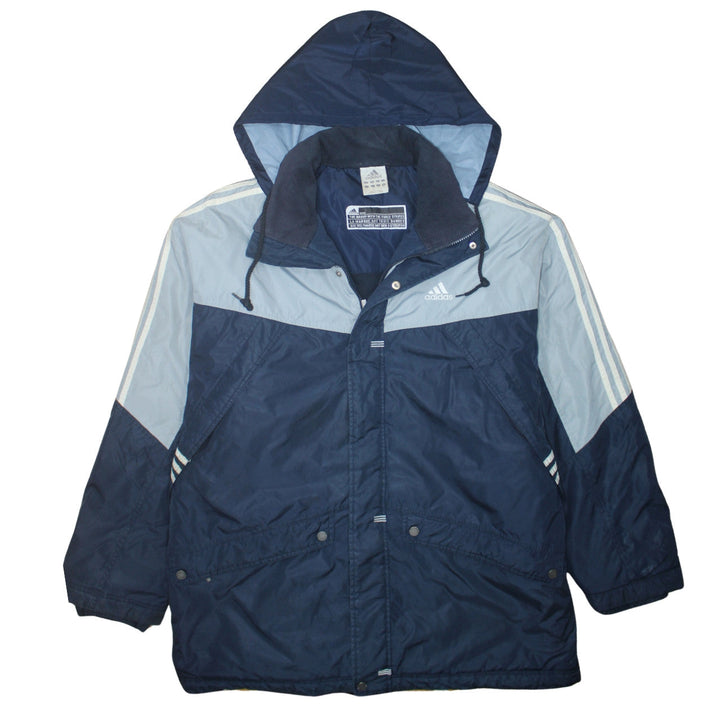 Adidas Men’s Blue Hooded Parka Jacket Size M Water Resistant