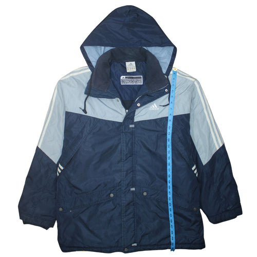 Adidas Men’s Blue Hooded Parka Jacket Size M Water Resistant