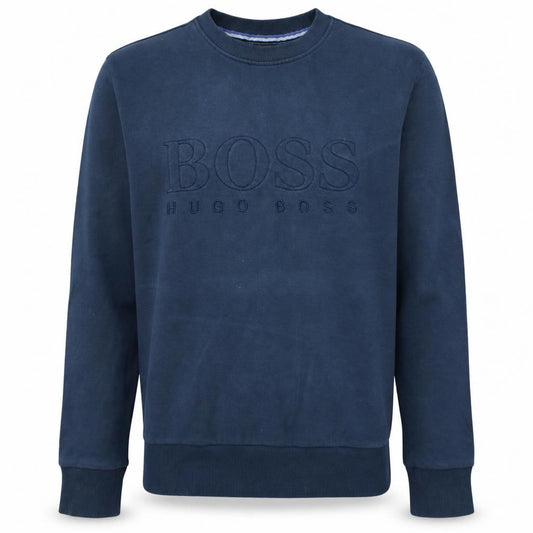 Front view of Hugo Boss Men’s Blue Cotton Pullover Sweatshirt, size S