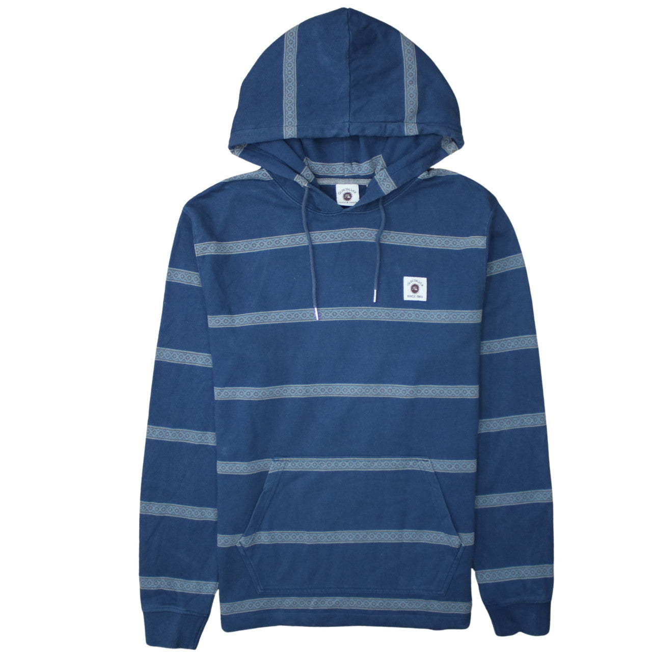 Quiksilver Men's Blue Striped Pullover Hoodie Size L
