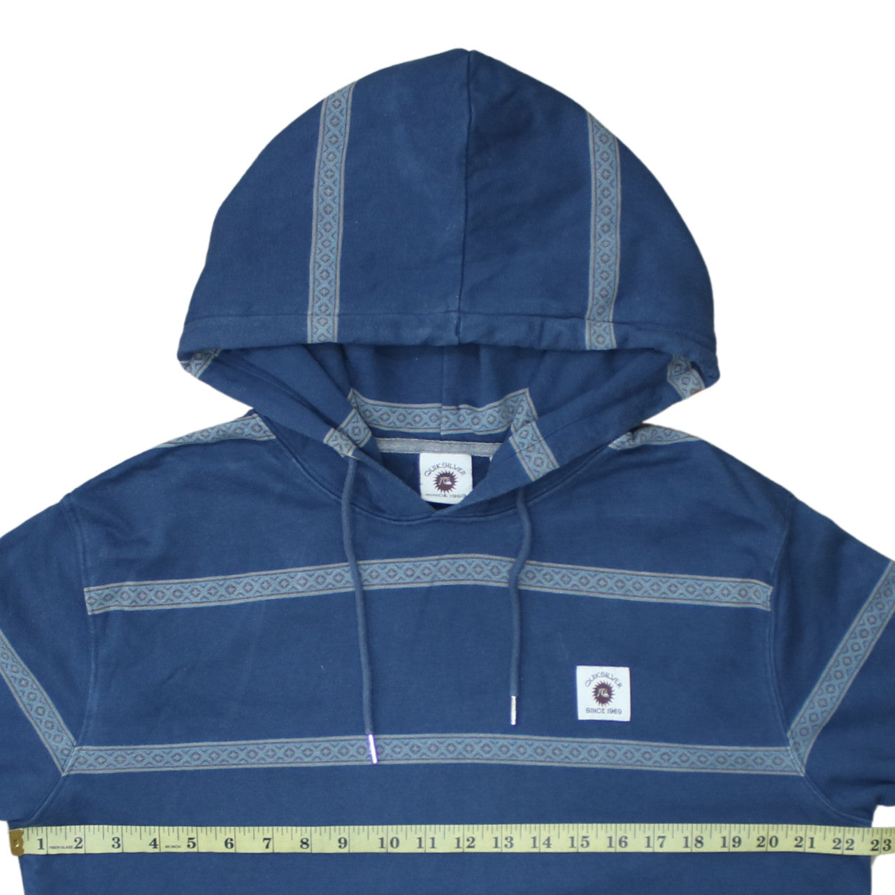 Quiksilver Men's Blue Striped Pullover Hoodie Size L