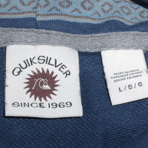 Quiksilver Men's Blue Striped Pullover Hoodie Size L