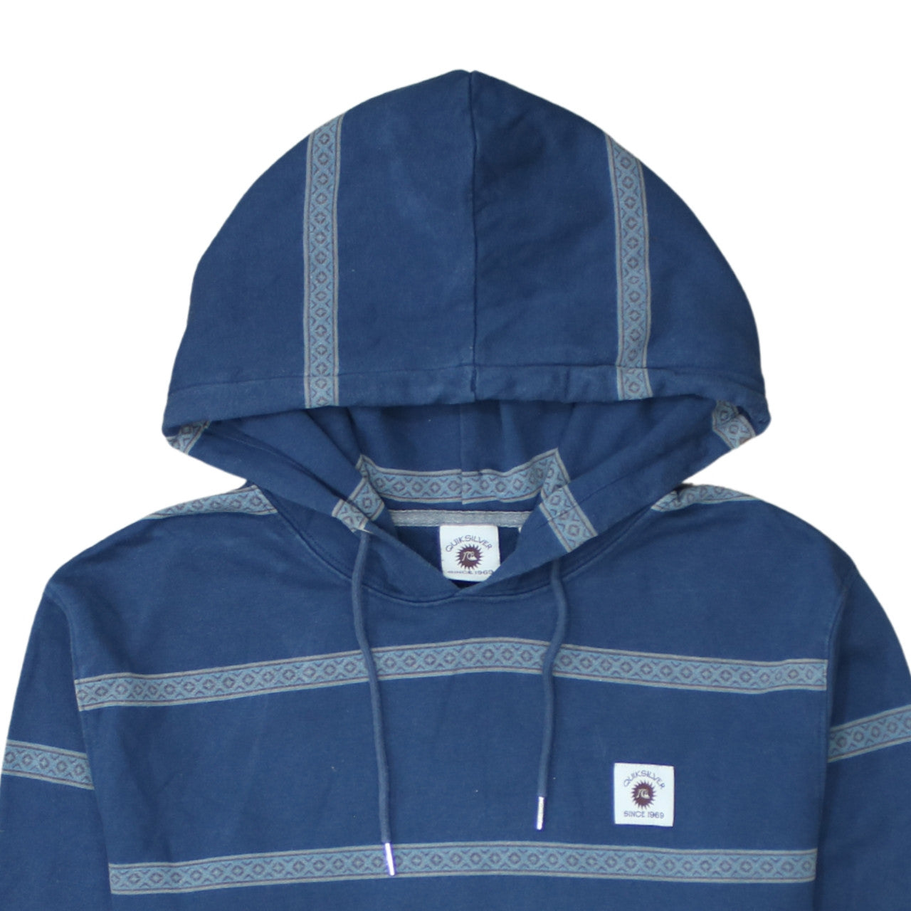 Quiksilver Men's Blue Striped Pullover Hoodie Size L