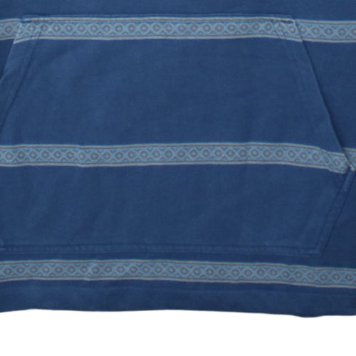 Quiksilver Men's Blue Striped Pullover Hoodie Size L