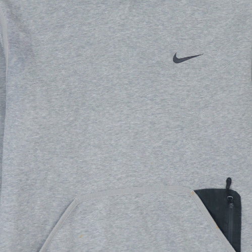 Nike Men's Grey Pullover Hoodie M Sports Logo Pocket Sweatshirt