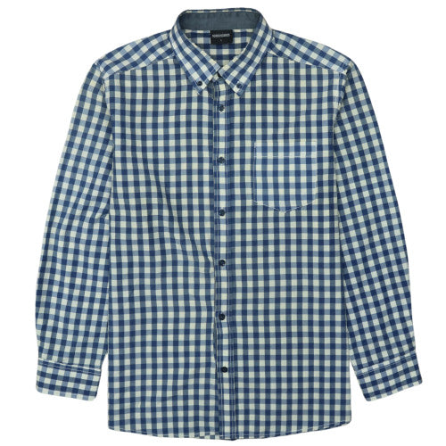 No Boundaries Men's Blue Check Button-Down Long Sleeve Shirt Size L