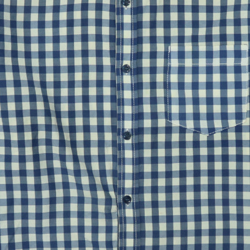 No Boundaries Men's Blue Check Button-Down Long Sleeve Shirt Size L
