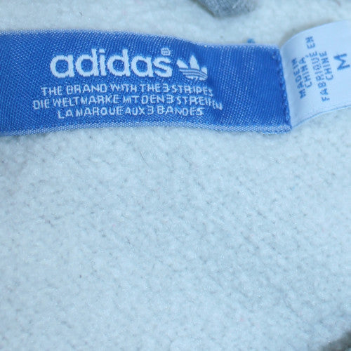 Adidas Mens Grey Pullover Hoodie M Logo Graphic Cotton Fleece