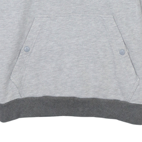 Adidas Mens Grey Pullover Hoodie M Logo Graphic Cotton Fleece