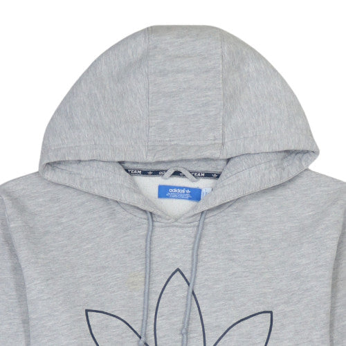 Adidas Mens Grey Pullover Hoodie M Logo Graphic Cotton Fleece
