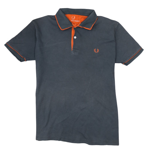 Fred Perry Men's Grey Orange Trim Cotton Polo Shirt Size L